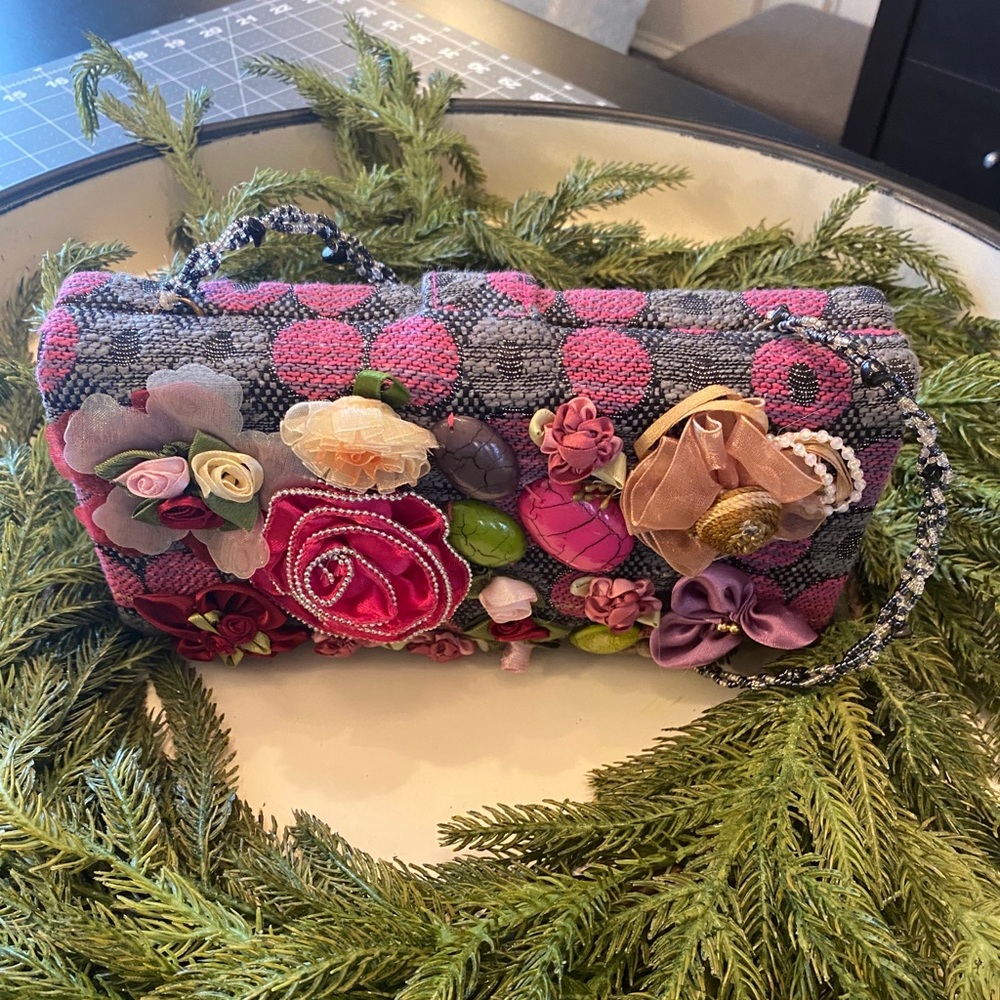 Adorable little purse pink and gray floral